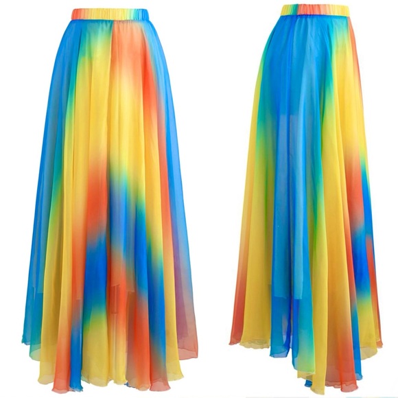 CHICWISH "Sunset" Rainbow Maxi Skirt, NWOT, Size Large (RUNS SMALL) - Picture 4 of 12